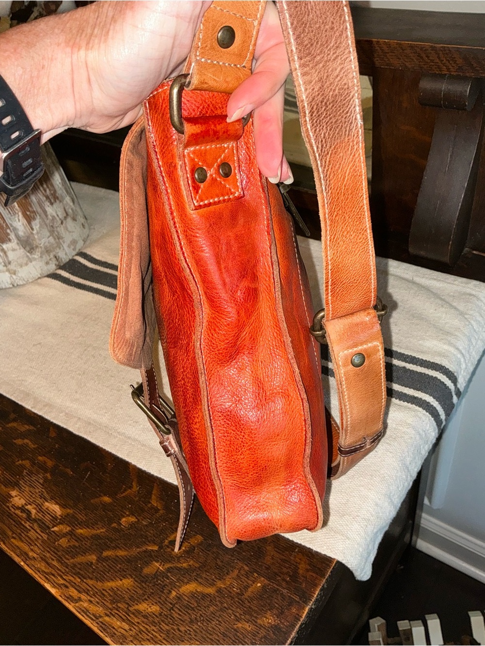 Bed Stu Venice Beach Desert Sunset TD Tie Dyed Crossbody Leather Bag Retail $250 - Picture 6 of 13